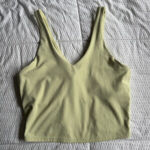 Women's Ribbed V-Neck Top - Light Yellow